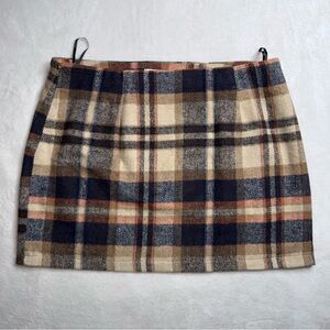 Plaid Tartan Wool Blend Lined Mini Skirt Preppy Academia. L12 Women’s Size XL